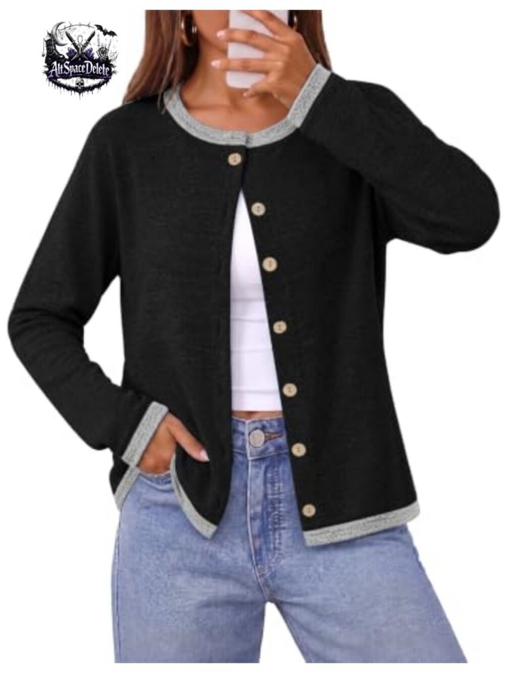 Womens Button Up Cardigan Lightweight Knit Long Sleeve Sweater